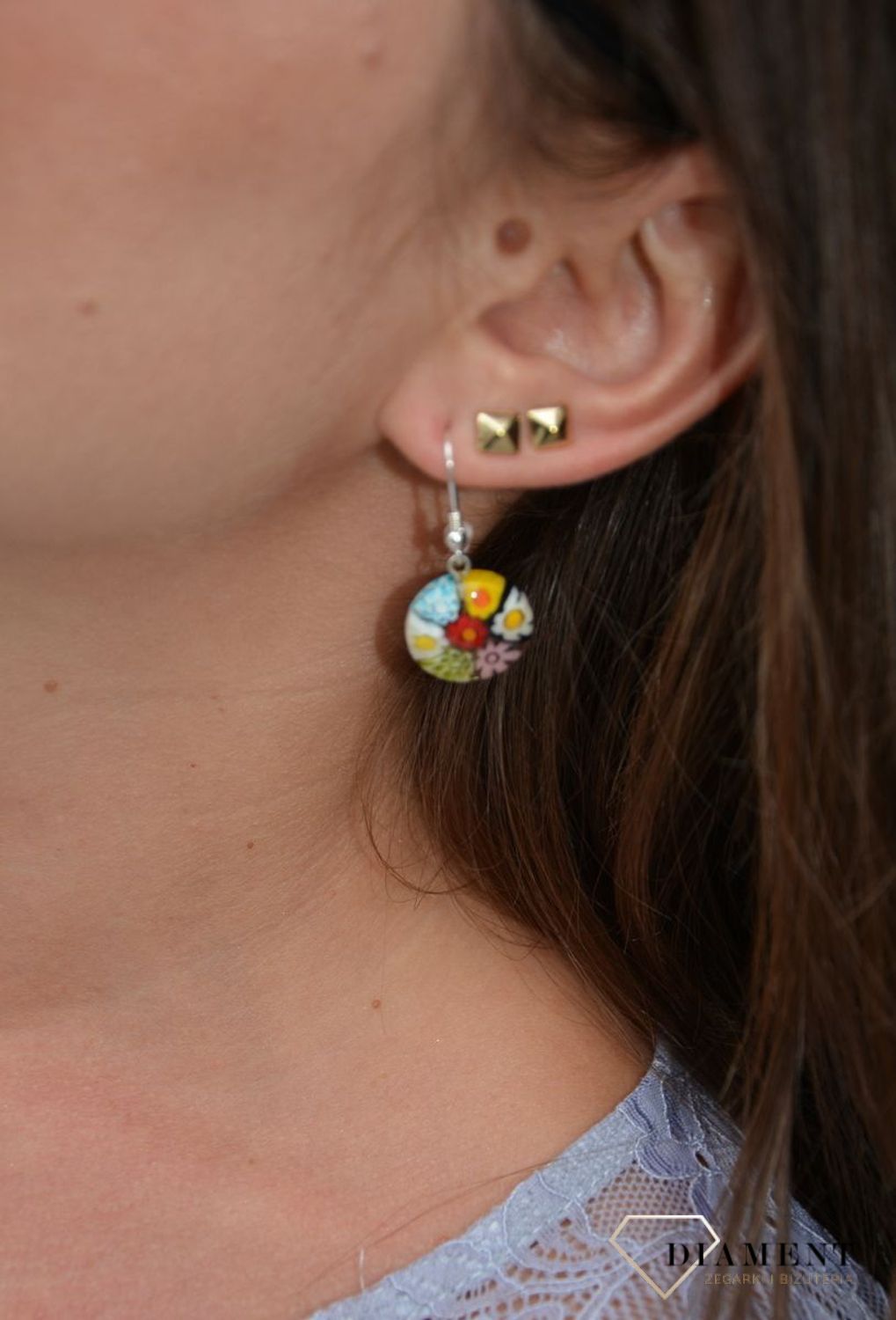 Kolczyki szkło murano wiszące koła Murano 05.jpg